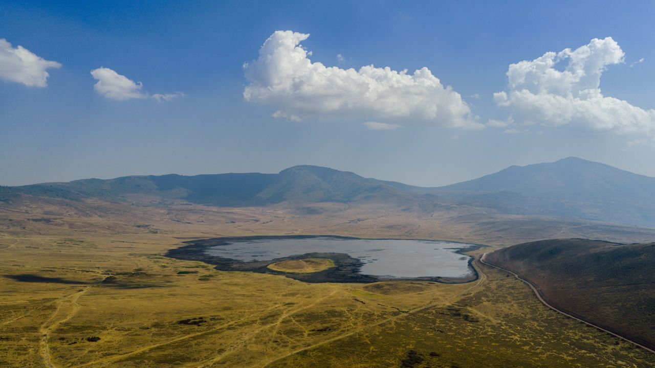 The Ngorongoro Crater floor with Lake Magadi, seen from the crater rim